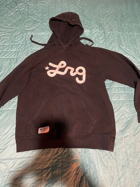LRG Black Hoodie with White Script Logo